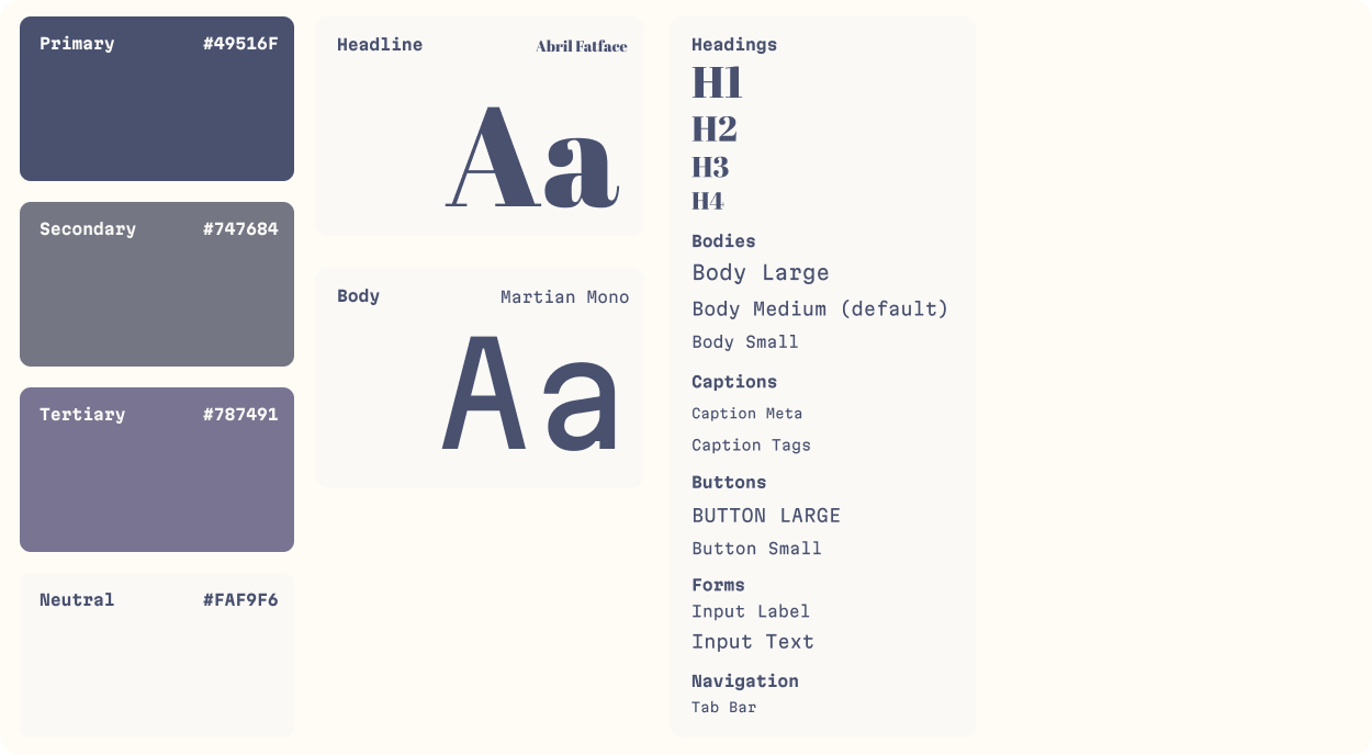 Design system and color palette